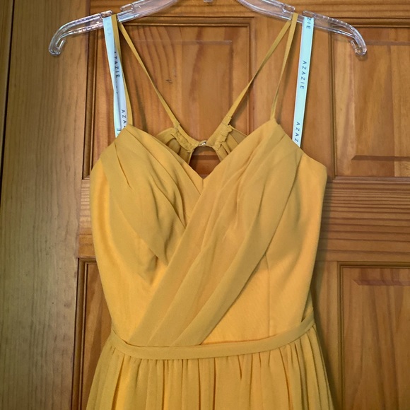 Azazie Cora Bridesmaid Dress in Marigold Garment Bag Included - Picture 3 of 10